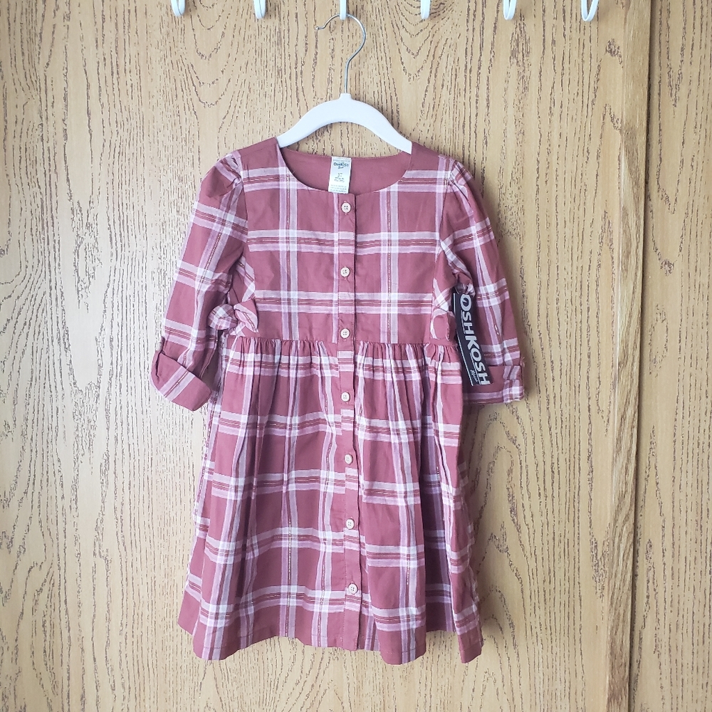 Oshkosh Girls 3T Plaid Bow Dress
